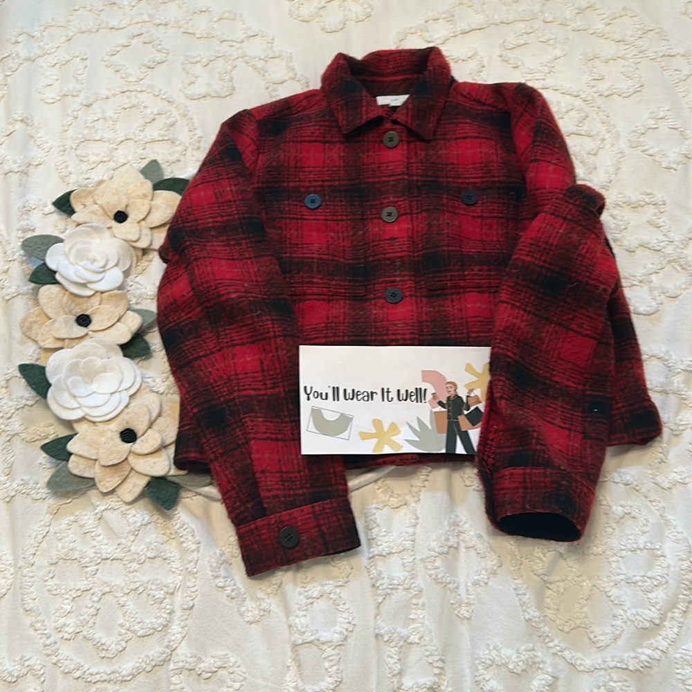 J. Jill cropped plaid jacket. Size XS